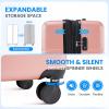 imageSimple Deluxe 20 Inch Hardside Carry On Luggage Suitcase with Double Spinner Wheels ampamp TSA Lock Hard Shell Expandable Rolling Lightweight WhitePink