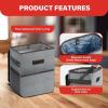 imageSimple Deluxe Car Trash Can with Lid and Storage Pockets Multipurpose Garbage Bin with Adjustable Straps Collapsible and Portable Organizer 2 Gallon Grey