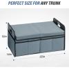 imageSimple Deluxe Car Trunk Organizer 2 Compartments Collapsible Trunk Storage Antislip Design Made of Waterproof 600D Oxford Polyester Suitable for SUV Minivan Standard Size Red 2 PackGreyGreen