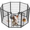 imageSimple Deluxe Dog Playpen Indoor Outdoor 32quot Height 8 Panels Fence with AntiRust Coating Metal Heavy Portable Foldable Dog Pen for SmallMedium Dogs RV Camping BlackBlack