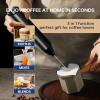 imageYSSOA Electric Milk Frother Handheld Battery Operated Automatic Milk Foam Whisk Drink Mixer for Coffee Frappe Latte Matcha Black1 Pack with Stand