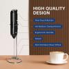 imageYSSOA Electric Milk Frother Handheld Battery Operated Automatic Milk Foam Whisk Drink Mixer for Coffee Frappe Latte Matcha Black1 Pack with Stand