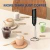 imageYSSOA Electric Milk Frother Handheld Battery Operated Automatic Milk Foam Whisk Drink Mixer for Coffee Frappe Latte Matcha Black1 Pack with Stand