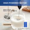 imageYSSOA Electric Milk Frother Handheld Battery Operated Automatic Milk Foam Whisk Drink Mixer for Coffee Frappe Latte Matcha Black1 Pack with Stand
