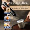 imageYSSOA Electric Milk Frother Handheld Battery Operated Automatic Milk Foam Whisk Drink Mixer for Coffee Frappe Latte Matcha Black2 Pack Milk Frother with Stand