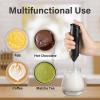 imageYSSOA Electric Milk Frother Handheld Battery Operated Automatic Milk Foam Whisk Drink Mixer for Coffee Frappe Latte Matcha BlackMilk Frother with Stand