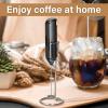 imageYSSOA Electric Milk Frother Handheld Battery Operated Automatic Milk Foam Whisk Drink Mixer for Coffee Frappe Latte Matcha BlackMilk Frother with Stand