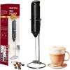 imageYSSOA Electric Milk Frother Handheld Battery Operated Automatic Milk Foam Whisk Drink Mixer for Coffee Frappe Latte Matcha BlackMilk Frother with Stand