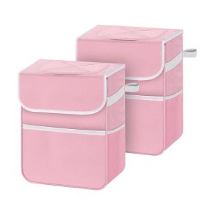 imageSimple Deluxe 2 Pack Car Trash Can with Lid LeakProof Car Garbage Can with Storage Pockets Collapsible Multipurpose Car Trash Bag for Car Accessories 2 Gallon Pink