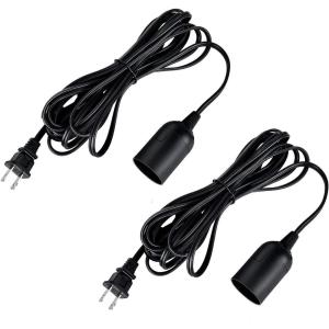 imageSimple Deluxe 20 Feet Extension Hanging Lantern Pendant Light Lamp Cord Cable E26 Socket no Bulb Included OnOff Switch 2 Pack WhiteBlack2 Pack