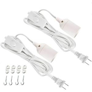 imageSimple Deluxe 20 Feet Extension Hanging Lantern Pendant Light Lamp Cord Cable E26 Socket no Bulb Included OnOff Switch 2 Pack WhiteWhite