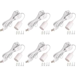 imageSimple Deluxe 20 Feet Extension Hanging Lantern Pendant Light Lamp Cord Cable E26 Socket no Bulb Included OnOff Switch 2 Pack WhiteWhite6 Pack