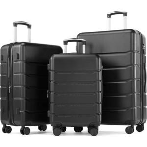 imageSimple Deluxe 20 Inch Hardside Carry On Luggage Suitcase with Double Spinner Wheels ampamp TSA Lock Hard Shell Expandable Rolling Lightweight WhiteBlack