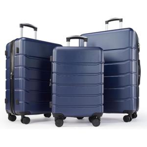 imageSimple Deluxe 20 Inch Hardside Carry On Luggage Suitcase with Double Spinner Wheels ampamp TSA Lock Hard Shell Expandable Rolling Lightweight WhiteBlue