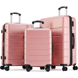 imageSimple Deluxe 20 Inch Hardside Carry On Luggage Suitcase with Double Spinner Wheels ampamp TSA Lock Hard Shell Expandable Rolling Lightweight WhitePink