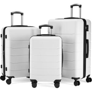 imageSimple Deluxe 20 Inch Hardside Carry On Luggage Suitcase with Double Spinner Wheels ampamp TSA Lock Hard Shell Expandable Rolling Lightweight WhiteWhite