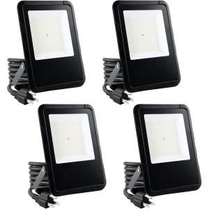 imageSimple Deluxe 4 Pack 140W Outside Work Light 14000LM Waterproof LED Flood Lights with Plug 6500K Portable Exteriores Security Floodlights for Yard Garage Garden Stadium Playground