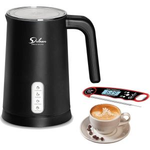 imageSimple Deluxe 4in1 Milk Frother Electric Milk Steamer 240ml812oz Automatic Hot and Cold Milk Foam Maker and Milk Warmer for Latte Macchiato CappuccinosBlackRed