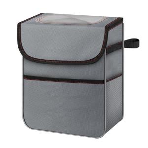 imageSimple Deluxe Car Trash Can with Lid and Storage Pockets Multipurpose Garbage Bin with Adjustable Straps Collapsible and Portable Organizer 2 Gallon Grey
