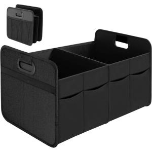 imageSimple Deluxe Car Trunk Organizer 2 Compartments Collapsible Trunk Storage Antislip Design Made of Waterproof 600D Oxford Polyester Suitable for SUV Minivan Standard Size Red 2 PackBlack New Design