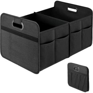 imageSimple Deluxe Car Trunk Organizer Antislip Design Made of Waterproof 600D Oxford Polyester 2 Compartments Collapsible Trunk Storage Suitable for SUV 14quot D x 22quot W x 12quot H RedBlack