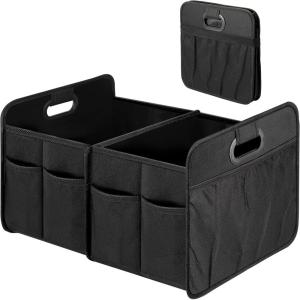 imageSimple Deluxe Car Trunk Organizer Antislip Design Made of Waterproof 600D Oxford Polyester 2 Compartments Collapsible Trunk Storage Suitable for SUV 14quot D x 22quot W x 12quot H RedBlack New