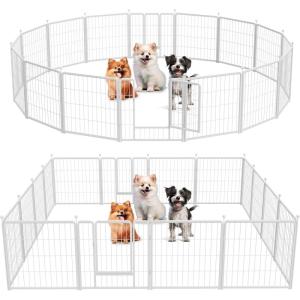imageSimple Deluxe Dog Playpen Indoor Outdoor 32quot Height 8 Panels Fence with AntiRust Coating Metal Heavy Portable Foldable Dog Pen for SmallMedium Dogs RV Camping BlackWhite