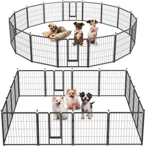 imageSimple Deluxe Dog Playpen Indoor Outdoor 32quot Height 8 Panels Fence with AntiRust Coating Metal Heavy Portable Foldable Dog Pen for SmallMedium Dogs RV Camping BlackBlack