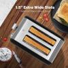 imageSimple Deluxe 15quot Wide Slot 2Slice Toaster 5 Browning Setting and 3 Function Retro StainlessSteel Style Removable Crumb Tray Kitchen Essentials for Bagel BlackBlack