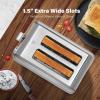 imageSimple Deluxe 15quot Wide Slot 2Slice Toaster 5 Browning Setting and 3 Function Retro StainlessSteel Style Removable Crumb Tray Kitchen Essentials for Bagel BlackSilver