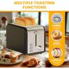 imageSimple Deluxe 15quot Wide Slot 2Slice Toaster 5 Browning Setting and 3 Function Retro StainlessSteel Style Removable Crumb Tray Kitchen Essentials for Bagel BlackRetro Black