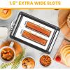 imageSimple Deluxe 15quot Wide Slot 2Slice Toaster 5 Browning Setting and 3 Function Retro StainlessSteel Style Removable Crumb Tray Kitchen Essentials for Bagel BlackRetro Black