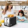 imageSimple Deluxe 15quot Wide Slot 2Slice Toaster 5 Browning Setting and 3 Function Retro StainlessSteel Style Removable Crumb Tray Kitchen Essentials for Bagel BlackBlack