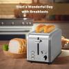 imageSimple Deluxe 15quot Wide Slot 2Slice Toaster 5 Browning Setting and 3 Function Retro StainlessSteel Style Removable Crumb Tray Kitchen Essentials for Bagel BlackRetro Silver