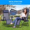 imageSimple Deluxe 2 Set Zero Gravity Chairs Patio Portable Reclining Folding Lounge Chair Beach Camping Chairs with Pillow and Cup Holder Trays for Garden Poolside Blue2 Set Blue