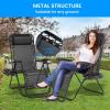 imageSimple Deluxe 2 Set Zero Gravity Chairs Patio Portable Reclining Folding Lounge Chair Beach Camping Chairs with Pillow and Cup Holder Trays for Garden Poolside Blue2 Set Black