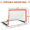 imageSimple Deluxe 4x3 Portable Soccer Goal Pop Up Folding Soccer Net Comes with 2 Oxford Cloth Bags and 8 Stakes Great for Training for Backyard 2 Set Orange ampamp Black