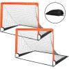 imageSimple Deluxe 4x3 Portable Soccer Goal Pop Up Folding Soccer Net Comes with 2 Oxford Cloth Bags and 8 Stakes Great for Training for Backyard 2 Set Orange ampamp Black