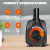 imageSimple Deluxe 550GPH Submersible Pump 2082LH 45W with 92ft High Lift Fountain Pump with 3 Nozzles for Fish Tank Pond Aquarium Hydroponics Black160G