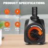 imageSimple Deluxe 550GPH Submersible Pump 2082LH 45W with 92ft High Lift Fountain Pump with 3 Nozzles for Fish Tank Pond Aquarium Hydroponics Black290G