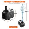 imageSimple Deluxe 550GPH Submersible Pump 2082LH 45W with 92ft High Lift Fountain Pump with 3 Nozzles for Fish Tank Pond Aquarium Hydroponics Black400GPH