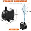 imageSimple Deluxe 550GPH Submersible Pump 2082LH 45W with 92ft High Lift Fountain Pump with 3 Nozzles for Fish Tank Pond Aquarium Hydroponics Black550G
