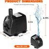 imageSimple Deluxe 800GPH Bottom Suction Submersible Pump 3000LH 60W with 98ft High Lift Fountain Pump with 3 Nozzles for Fish Tank Pond Aquarium Hydroponics160GPH