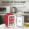 imageSimple Deluxe Portable Mini Fridge 4L6 Can Cooler and Warmer Compact Refrigerator for Skincare Cosmetics Beverage Food for Bedroom RedRed