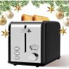 imageSimple Deluxe 15quot Wide Slot 2Slice Toaster 5 Browning Setting and 3 Function Retro StainlessSteel Style Removable Crumb Tray Kitchen Essentials for Bagel BlackBlack