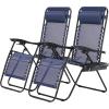 imageSimple Deluxe 2 Set Zero Gravity Chairs Patio Portable Reclining Folding Lounge Chair Beach Camping Chairs with Pillow and Cup Holder Trays for Garden Poolside Blue2 Set Blue