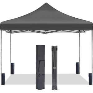 imageSimple Deluxe 10x10ft Pop Up Canopy Tent Beach Tent Outdoor Shade Instant Portable Easy Setup Sun Shelter with Case 4 Sand Bags for Picnics Parties Camping BlueNewGray