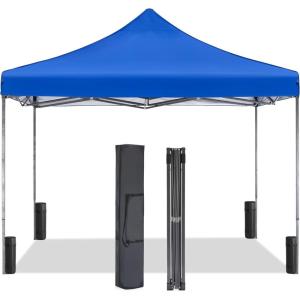 imageSimple Deluxe 10x10ft Pop Up Canopy Tent Beach Tent Outdoor Shade Instant Portable Easy Setup Sun Shelter with Case 4 Sand Bags for Picnics Parties Camping BlueNewBlue