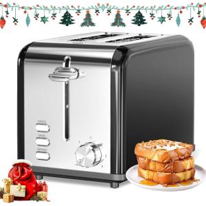 imageSimple Deluxe 15quot Wide Slot 2Slice Toaster 5 Browning Setting and 3 Function Retro StainlessSteel Style Removable Crumb Tray Kitchen Essentials for Bagel BlackRetro Black