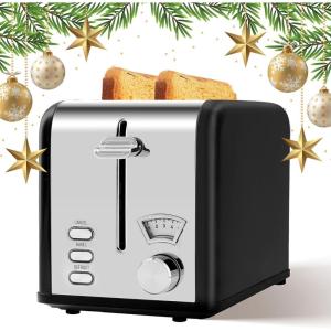 imageSimple Deluxe 15quot Wide Slot 2Slice Toaster 5 Browning Setting and 3 Function Retro StainlessSteel Style Removable Crumb Tray Kitchen Essentials for Bagel BlackBlack